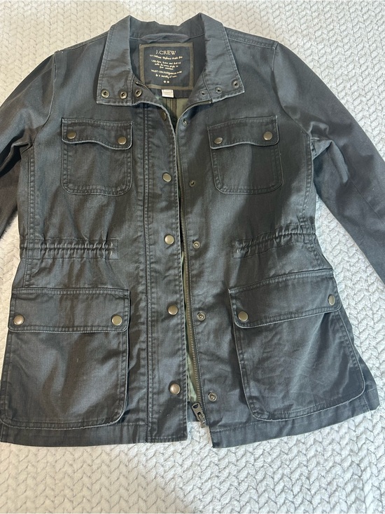 J. Crew Jackets & Blazers - J.Crew Relaxed Boyfriend Field Jacket Dark Olive Green Med Cotton Utility Coat